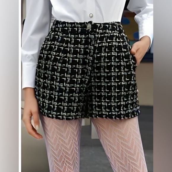 Wide‎ Leg Tweed Shorts | SHEIN - Picture 6 of 8